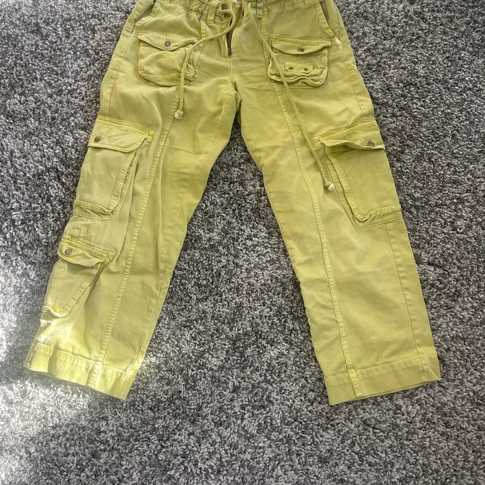 Free People Tahiti Cargo Pants size S in a mustard yellow - draw string